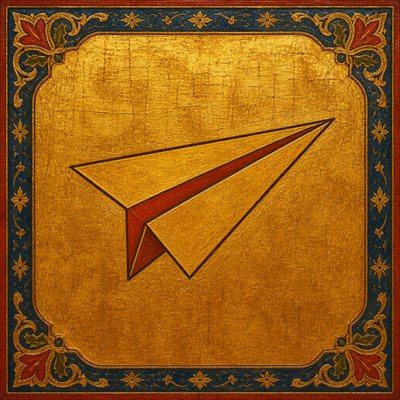 a paper plane, clean minimal composition on a plain background, no text