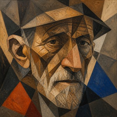 close-up portrait of an elderly person with expressive weathered features