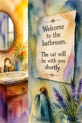 Welcome to the bathroom. 

The cat will be with you shortly.