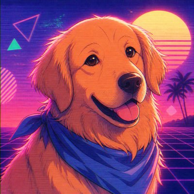 portrait of a golden retriever wearing a blue bandana, warm plain backdrop, no text