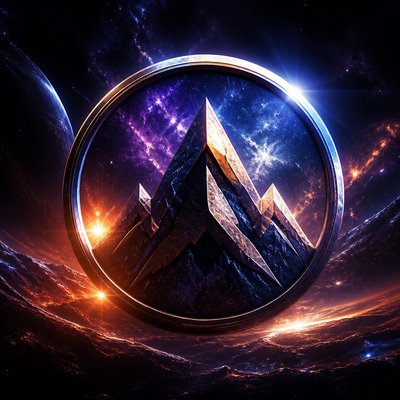 an emblem of a mountain peak inside a circle, simple bold shapes on a plain background, no text or lettering