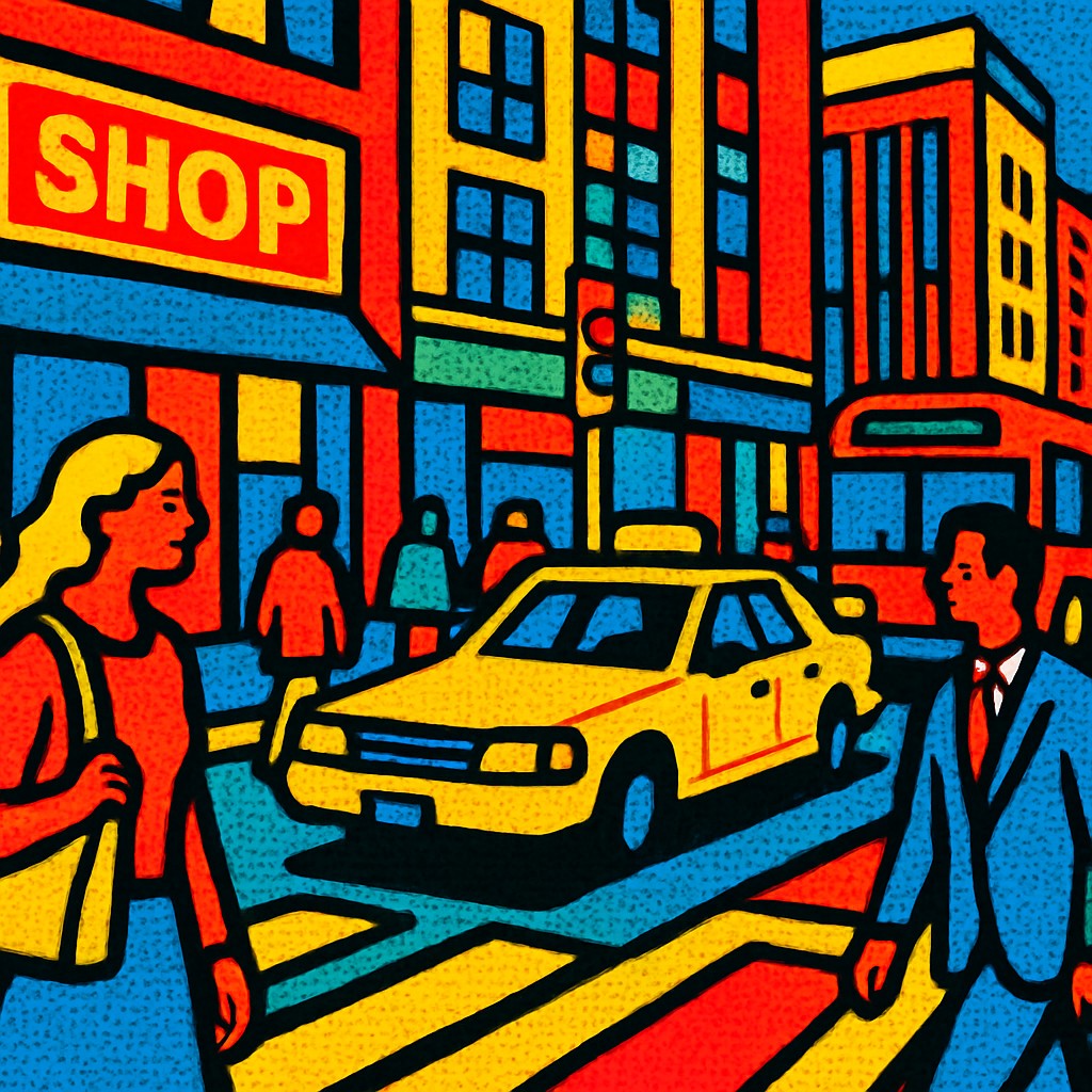 urban street with city activity