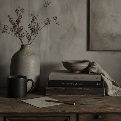 still life with everyday objects — Neutral Colors Art Style