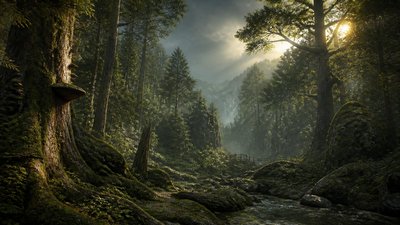 sweeping panoramic landscape with a dramatic sky