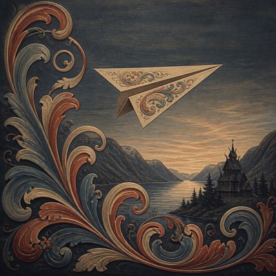 a paper plane, clean minimal composition on a plain background, no text
