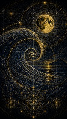 an ocean wave curling under moonlight, no people