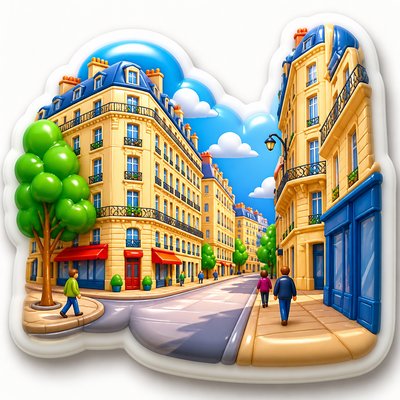 3D Puffy Sticker Design Style Transfer Example