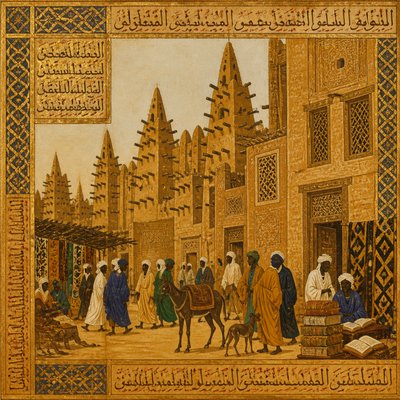 urban street with city activity — Timbuktu Art Style