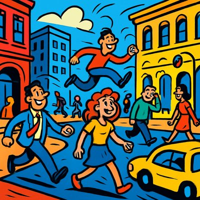 urban street with city activity