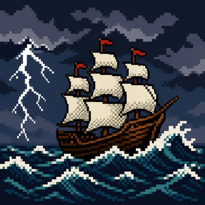 sailing ship on a stormy sea