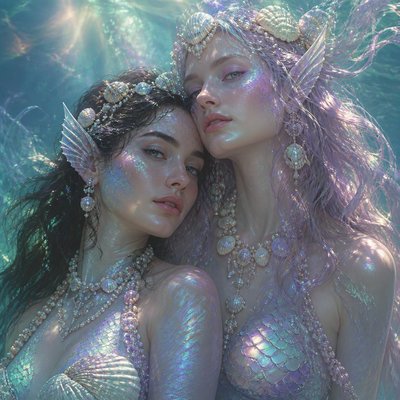 portrait of two people together — Mermaidcore Aesthetic