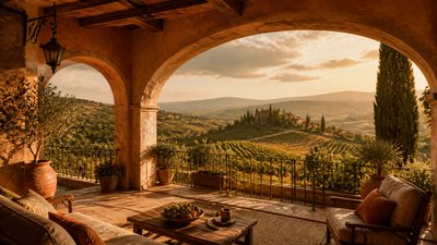 sweeping panoramic landscape with a dramatic sky