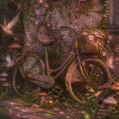 bicyle resting against a wall — Fairycore Aesthetic