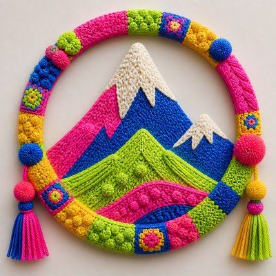 an emblem of a mountain peak inside a circle, simple bold shapes on a plain background, no text or lettering