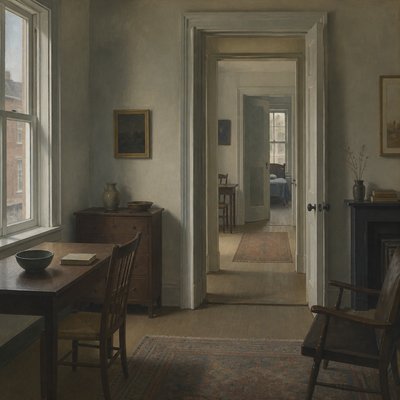 urban street with city activity — Interior Scene Painting Style