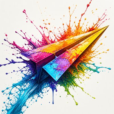a paper plane, clean minimal composition on a plain background, no text