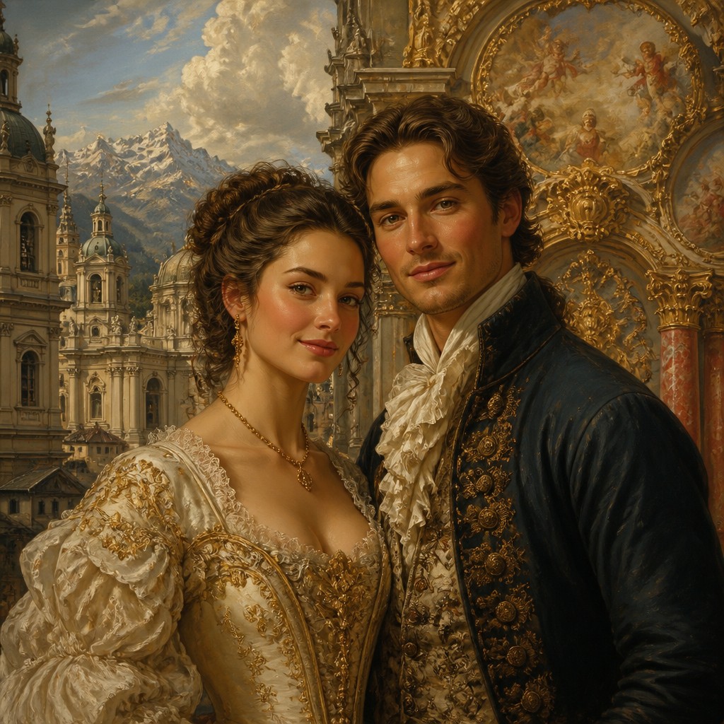 portrait of two people together — Salzburg Art Style