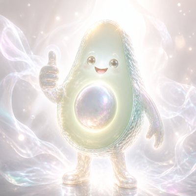 a happy avocado character giving a thumbs up, bold readable design on a plain background, no text