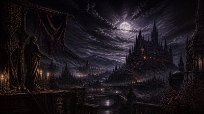 sweeping panoramic landscape with a dramatic sky