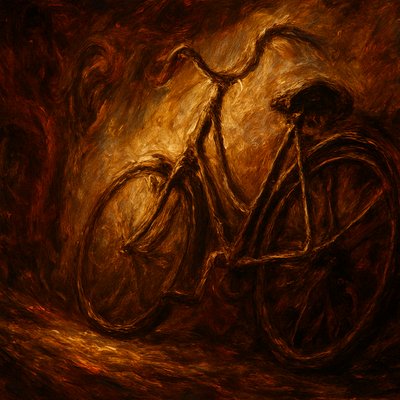 bicyle resting against a wall
