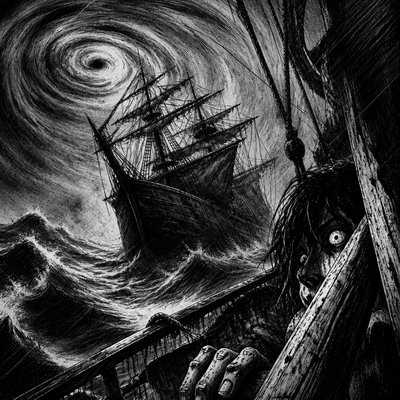 sailing ship on a stormy sea
