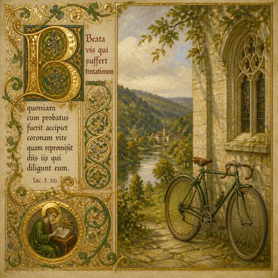 bicyle resting against a wall — Luxembourgish Art Style