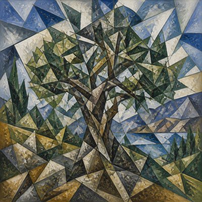 a tree in nature — Fragmentation Art Style