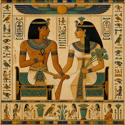 portrait of two people together — Ancient Egyptian Art Style