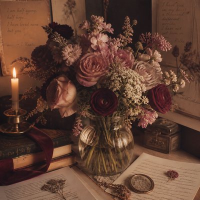 bouquet of flowers in a glass vase