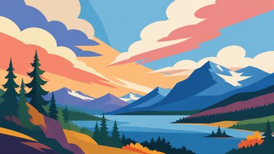 sweeping panoramic landscape with a dramatic sky