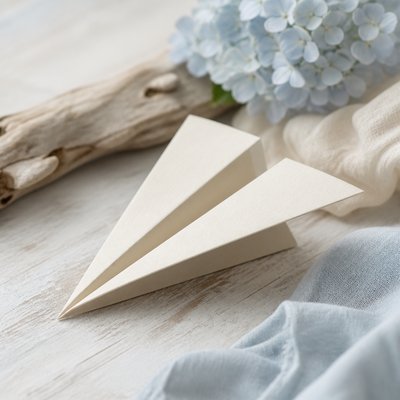 a paper plane, clean minimal composition on a plain background, no text