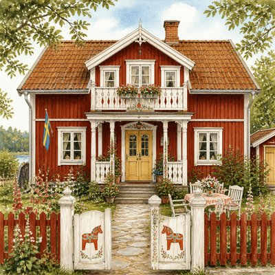 house with front view — Swedish Art Style