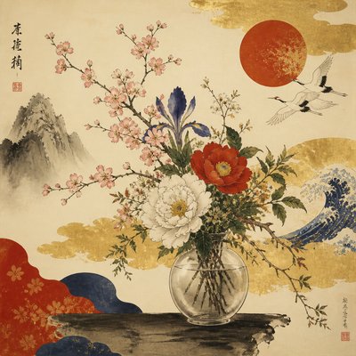 bouquet of flowers in a glass vase
