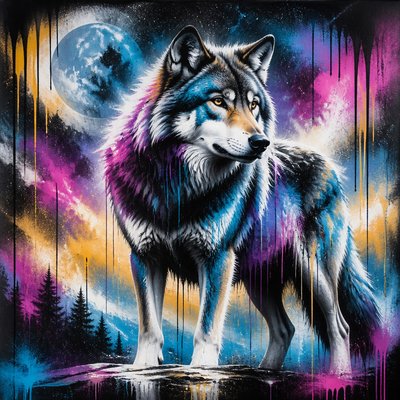 animal standing in natural pose — Spray Paint Art Style