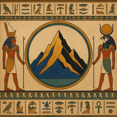 an emblem of a mountain peak inside a circle, simple bold shapes on a plain background, no text or lettering