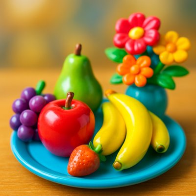 still life arrangement of fruits and flowers