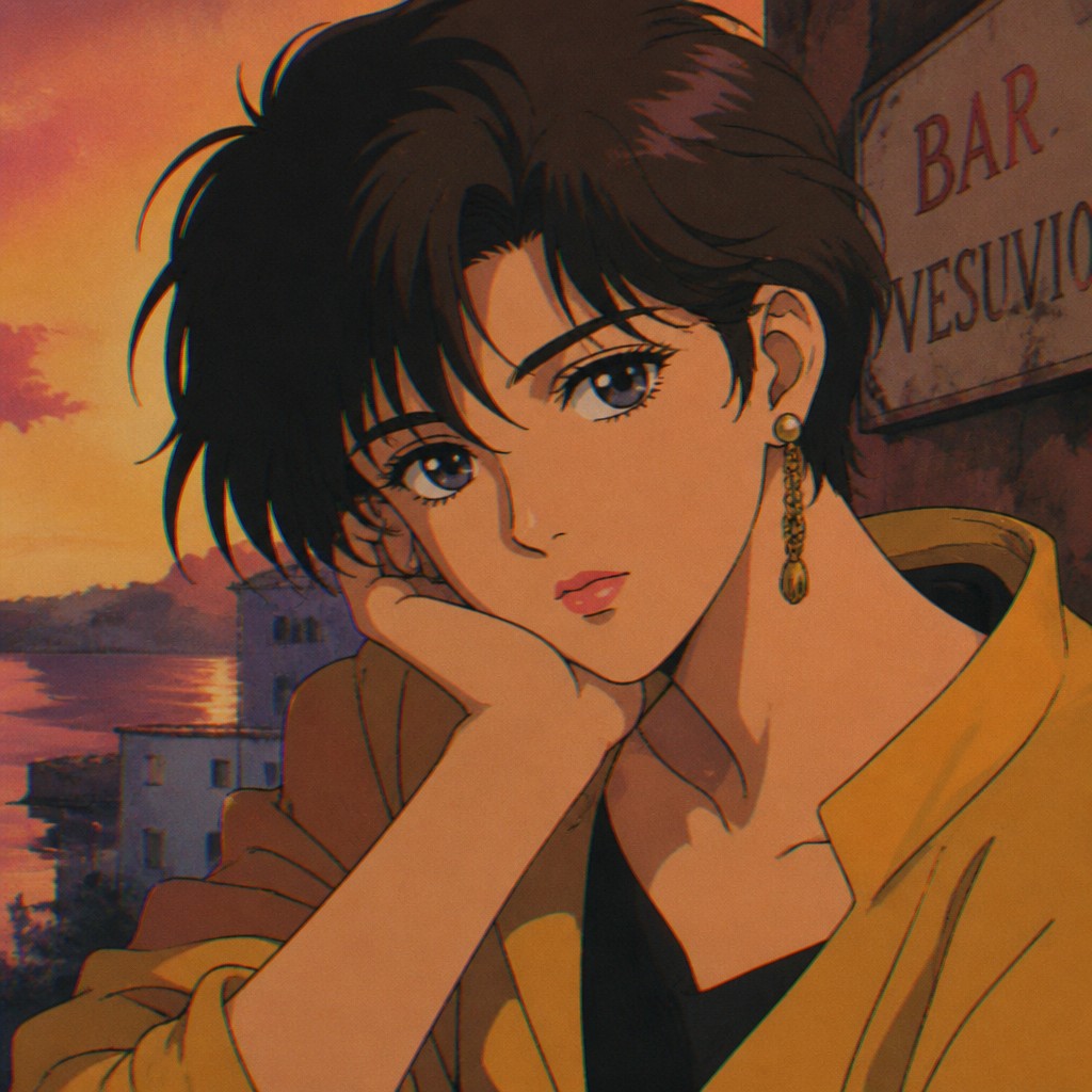 Vintage Retro Anime Art Style AI art example