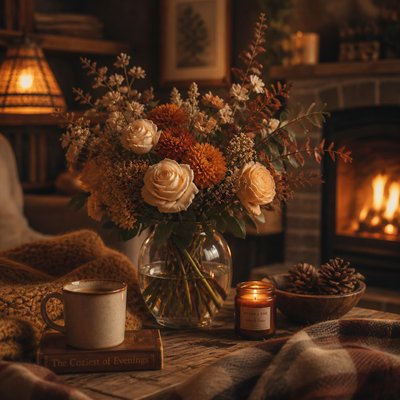 bouquet of flowers in a glass vase