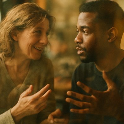 portrait of two people together