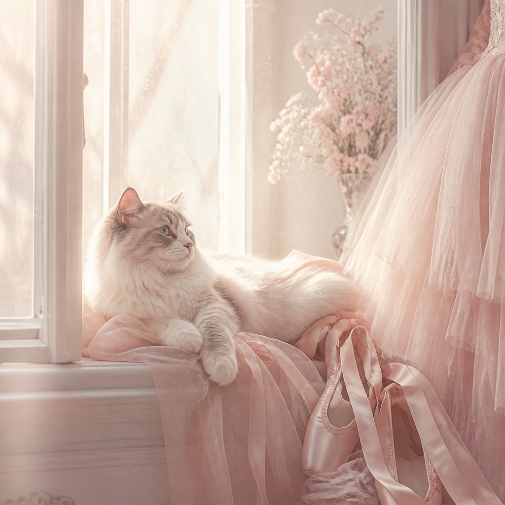 a cat lounging in a sunlit window — Balletcore Aesthetic