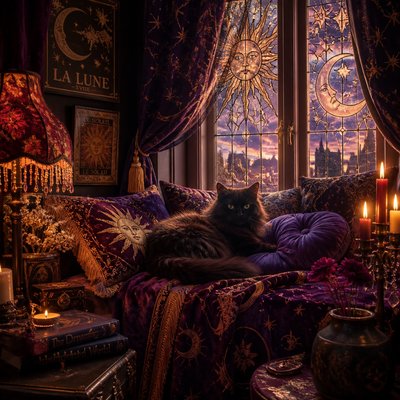a cat lounging in a sunlit window