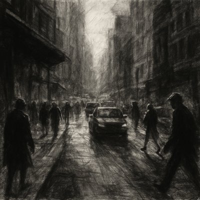 urban street with city activity