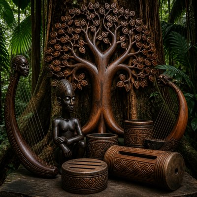 a tree in nature — Central African Art Style
