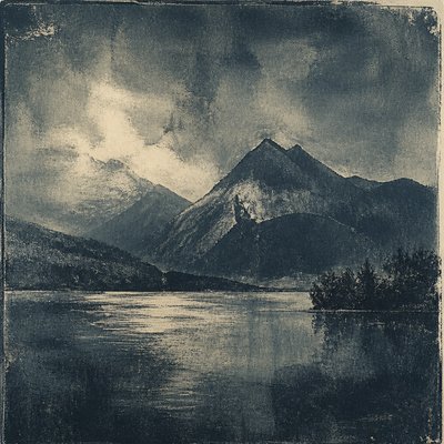 serene landscape with mountains and water