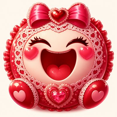 an exaggerated laughing face of an original round mascot character, bold and readable at small size, plain background, no text