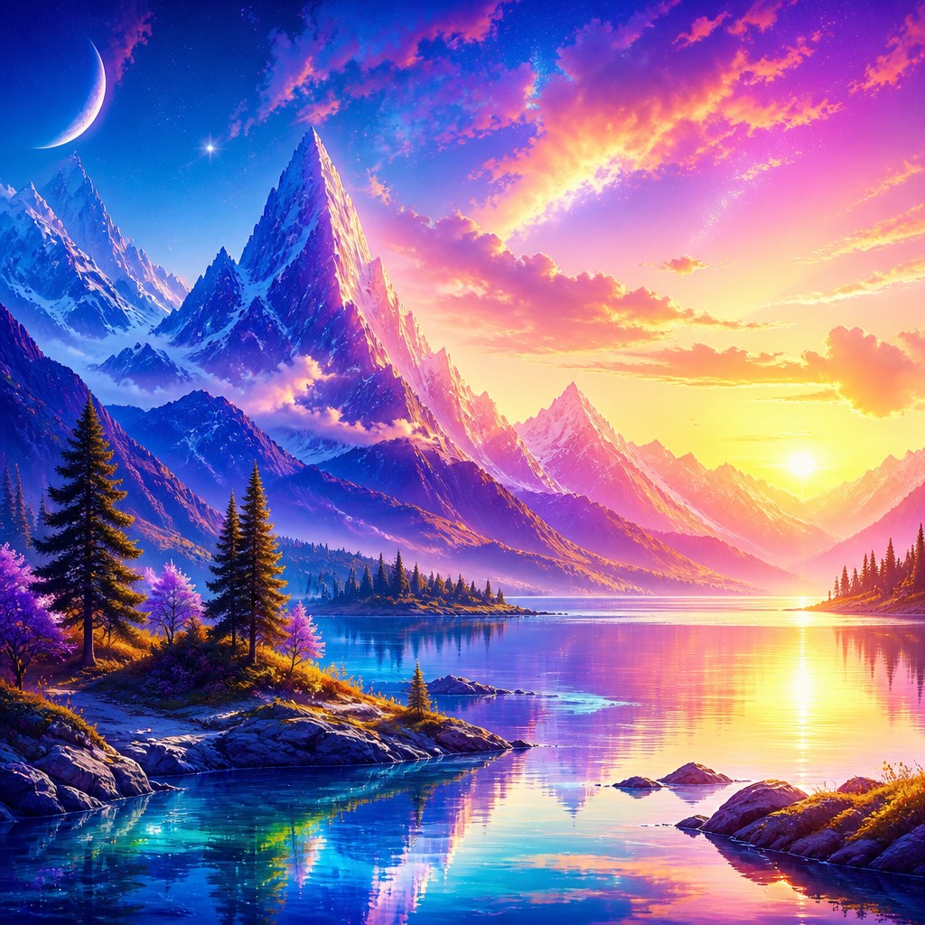 serene landscape with mountains and water