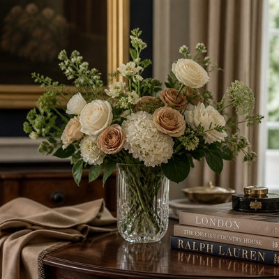 bouquet of flowers in a glass vase