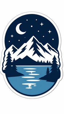 a tranquil mountain lake beneath a starry night sky, no people, no text