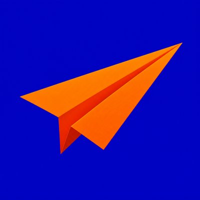 a paper plane, clean minimal composition on a plain background, no text