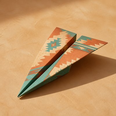 a paper plane, clean minimal composition on a plain background, no text
